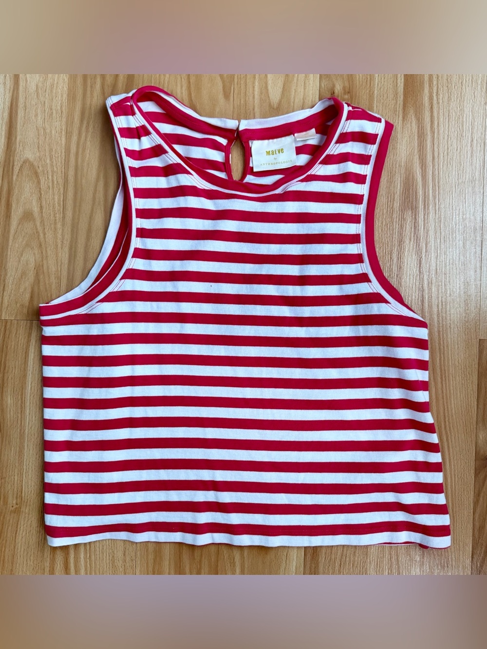 Maeve Pink & White Striped Sleeveless Tee